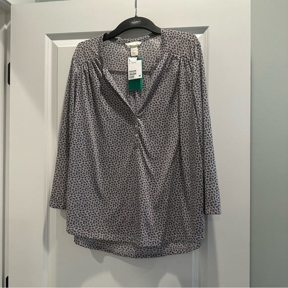 H&M Cream and Blue Floral Patterned Blouse - Picture 1 of 5